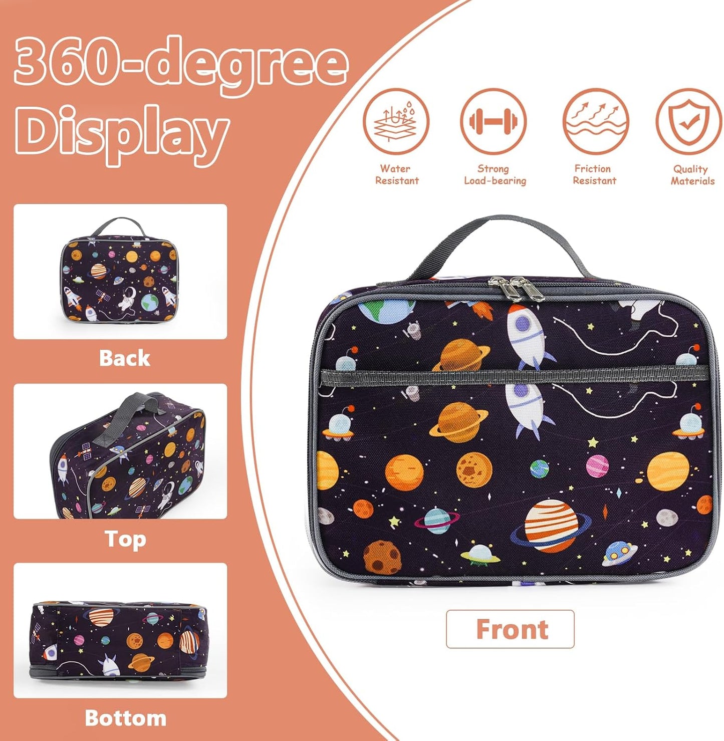 Insulated Lunch Bag for Kids - Portable Meal Tote, Ideal Back to School Gift for Boys and Girls, Water-Resistant Design