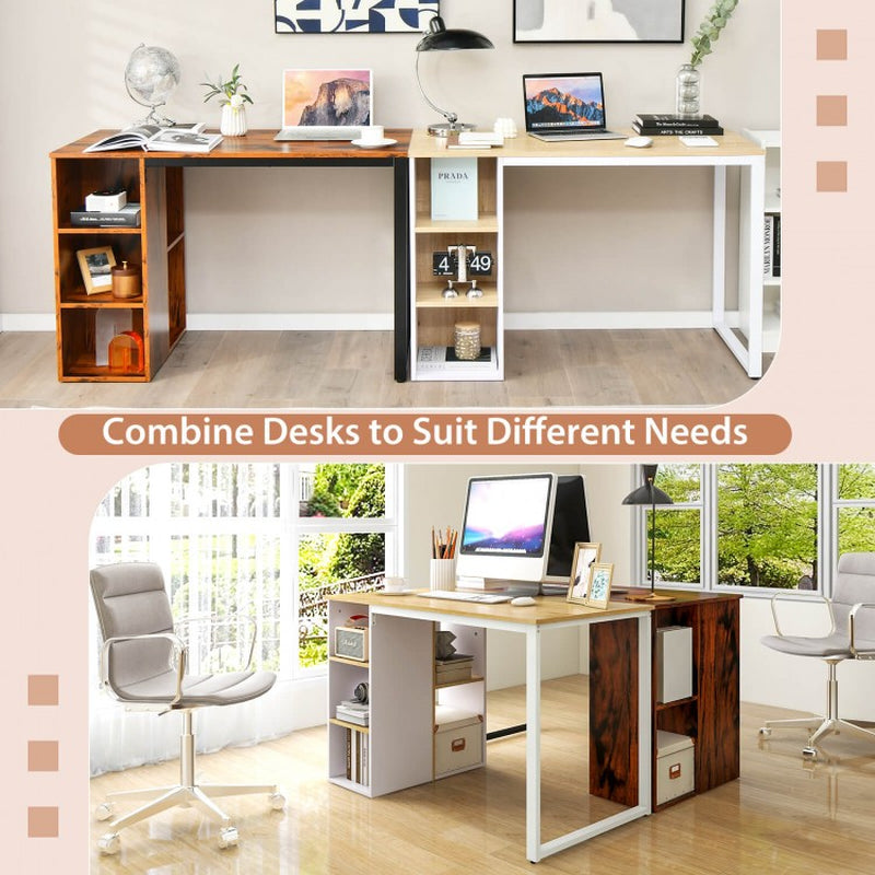 Computer Desk Featuring Five Side Shelves and Sturdy Metal Frame
