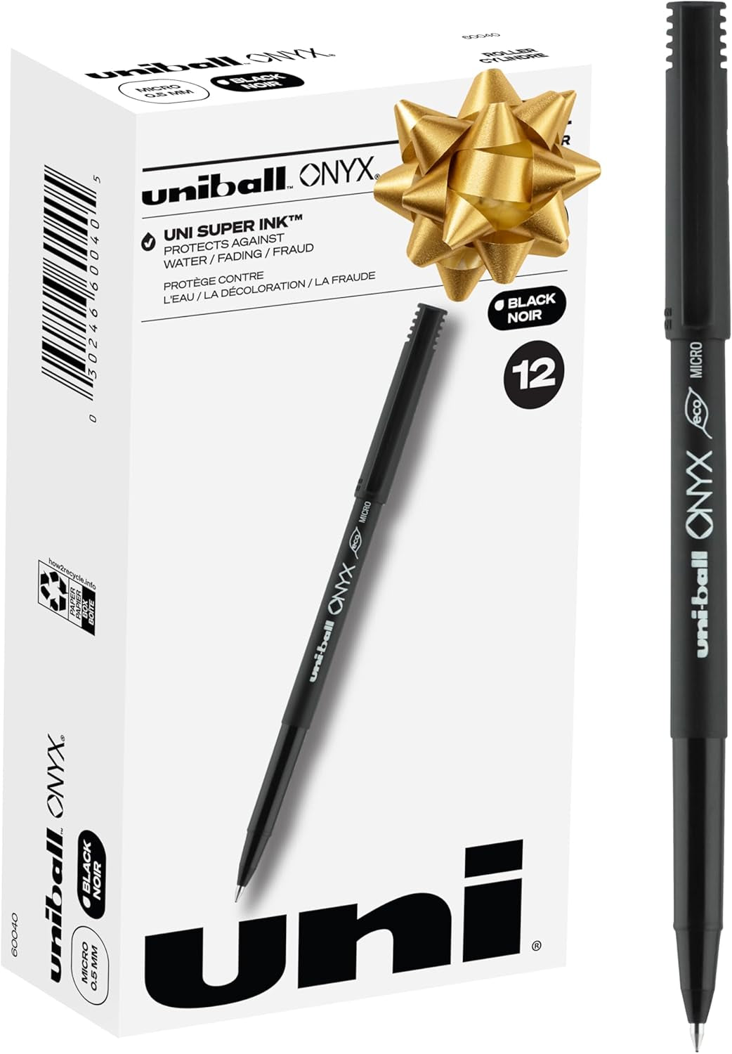 ONYX Rollerball, Stick Roller Ball Pen Micro-0.5Mm, 12 Pack, Blue Ink (60041)