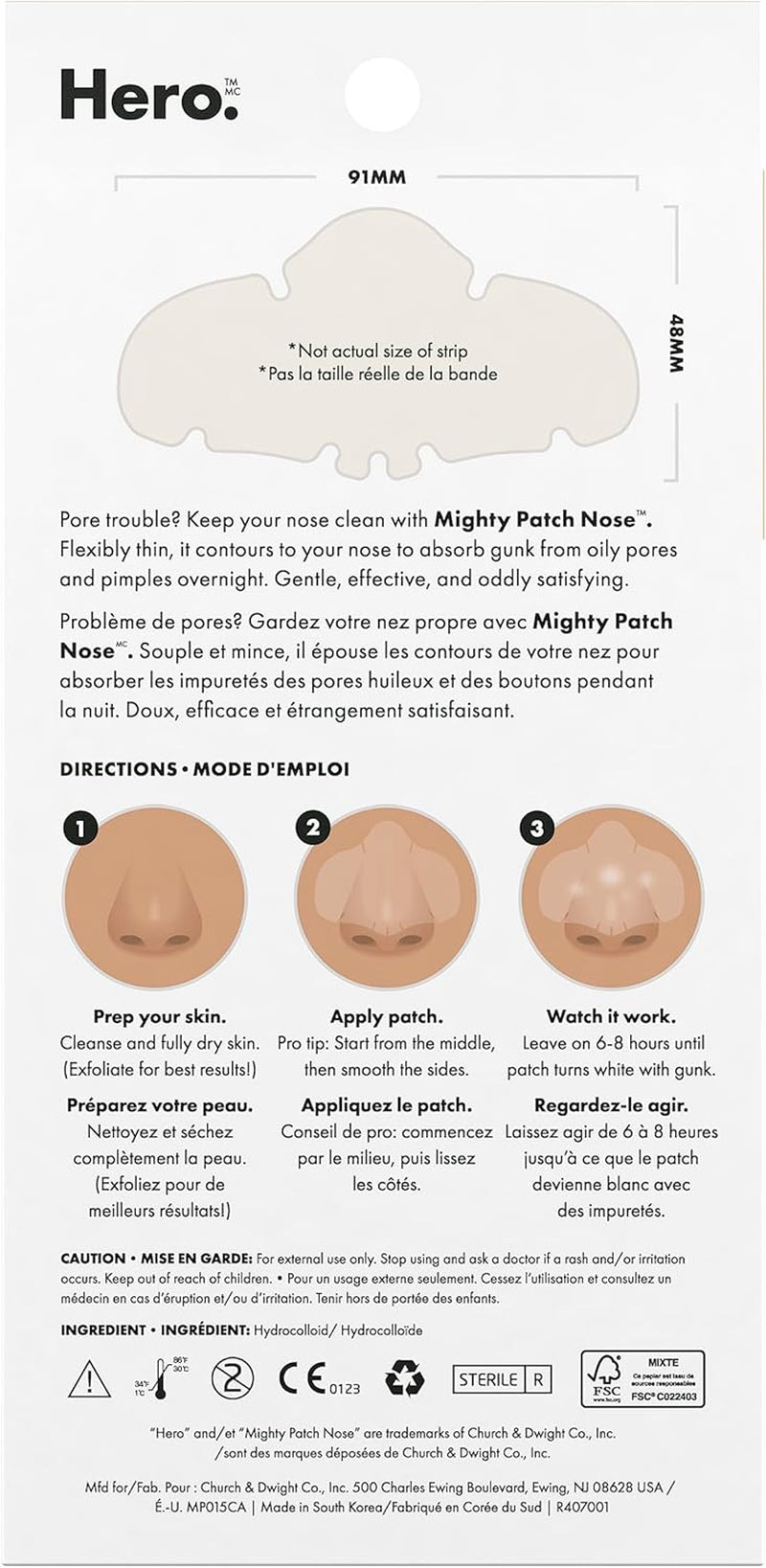 Mighty Patch Nose from Cosmetics - Hydrocolloid Pimple Patch for Nose, Soak up Oil, Pimple Gunk While You Sleep (10 Count)