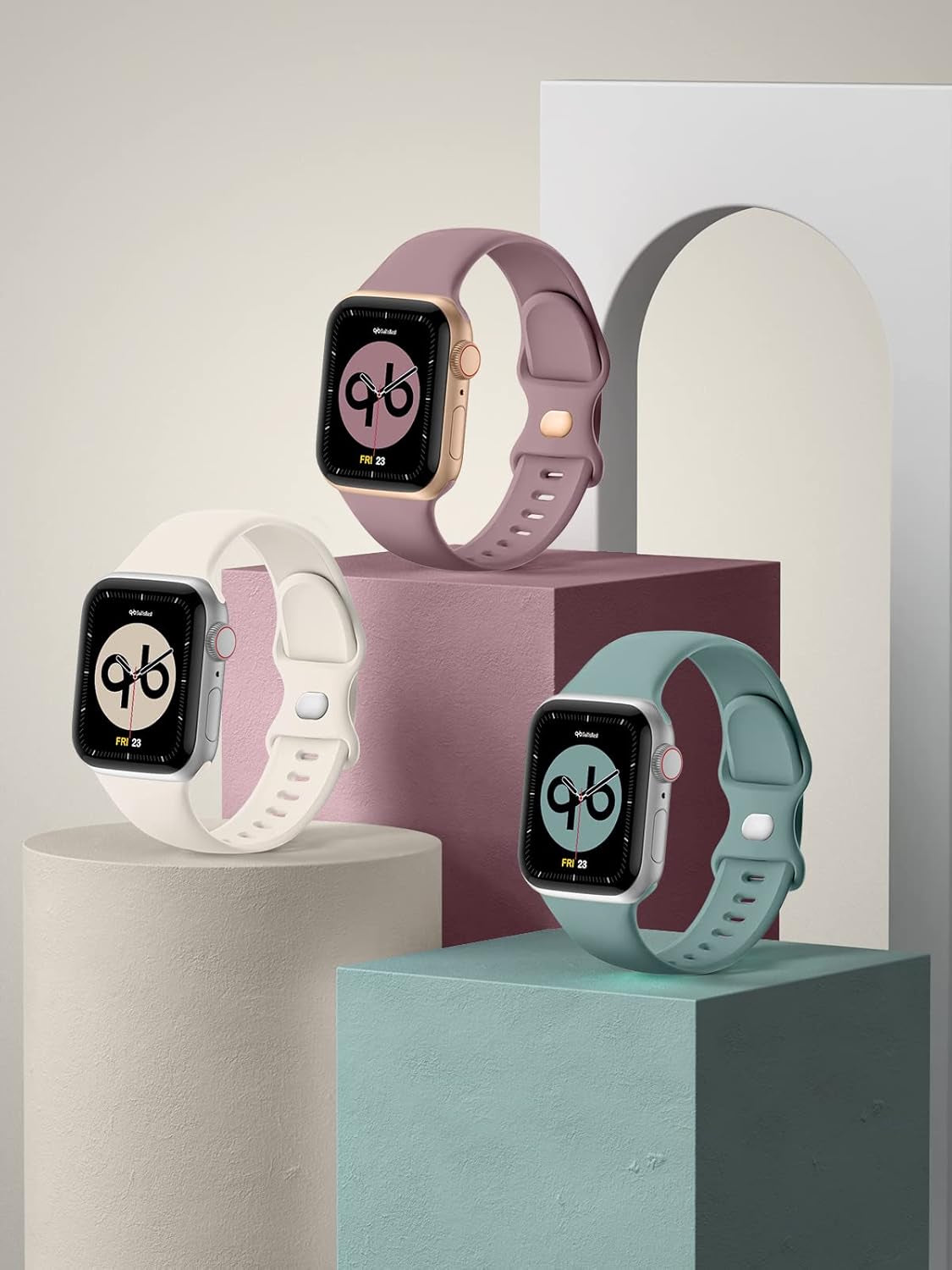 Sport Bands Compatible with Apple Watch Band, Soft Silicone Sport Strap Wristbands for Iwatch Ultra 2, Ultra, Series - Women Men, 6 Pack