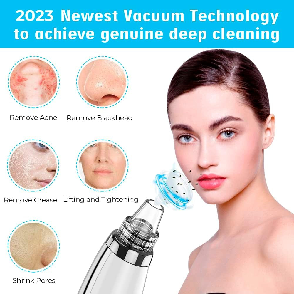 Upgraded Electric Blackhead Remover and Pore Vacuum - 5 Suction Levels, 5 Probes, USB Rechargeable Comedone Extractor Kit for Men and Women