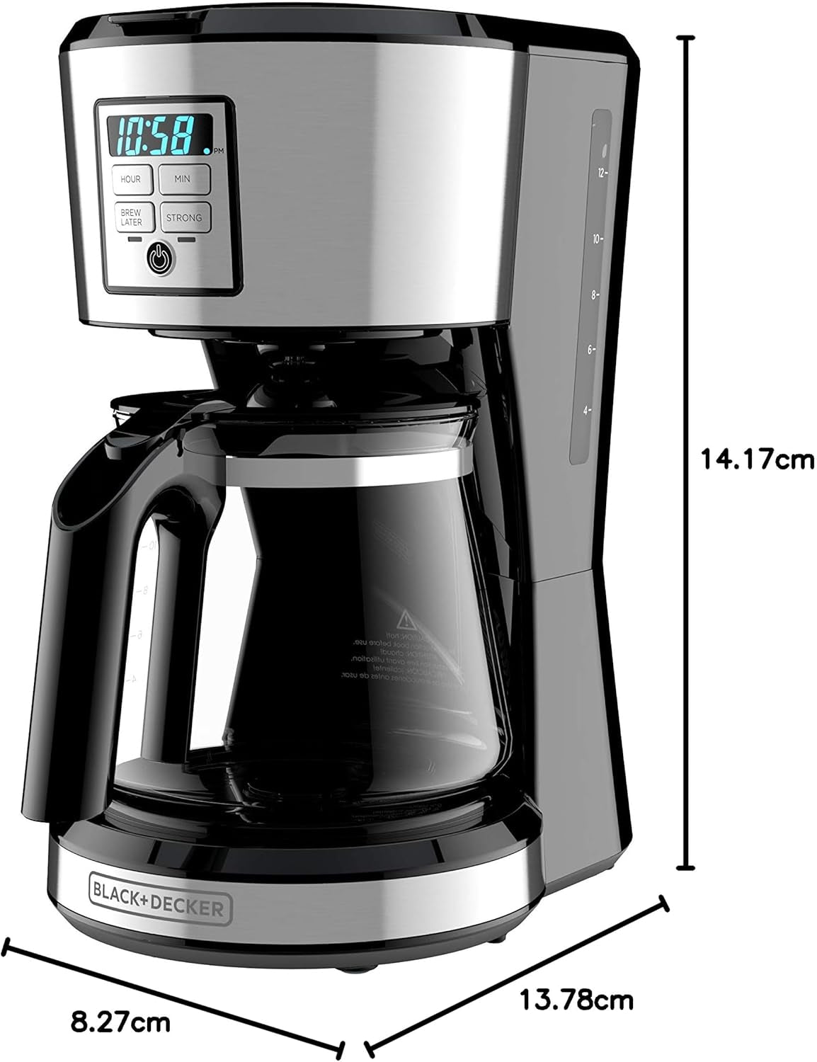 BLACK + DECKER 12 Cup Programmable Coffee Maker in Stainless Steel