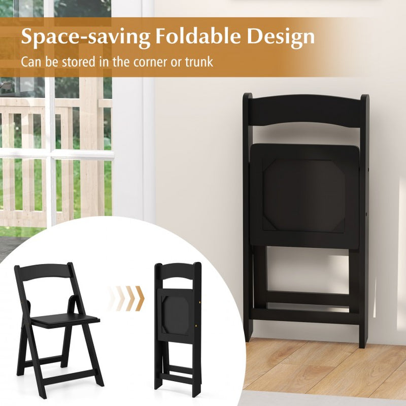 Set of 4 Foldable Dining Chairs with Rubberwood Legs and Cushioned Seats