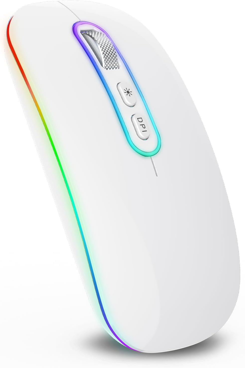 Slim Rechargeable Wireless Bluetooth Mouse with Dual Mode (BT 5.1 + 2.4G) - Portable Silent Cordless Mouse