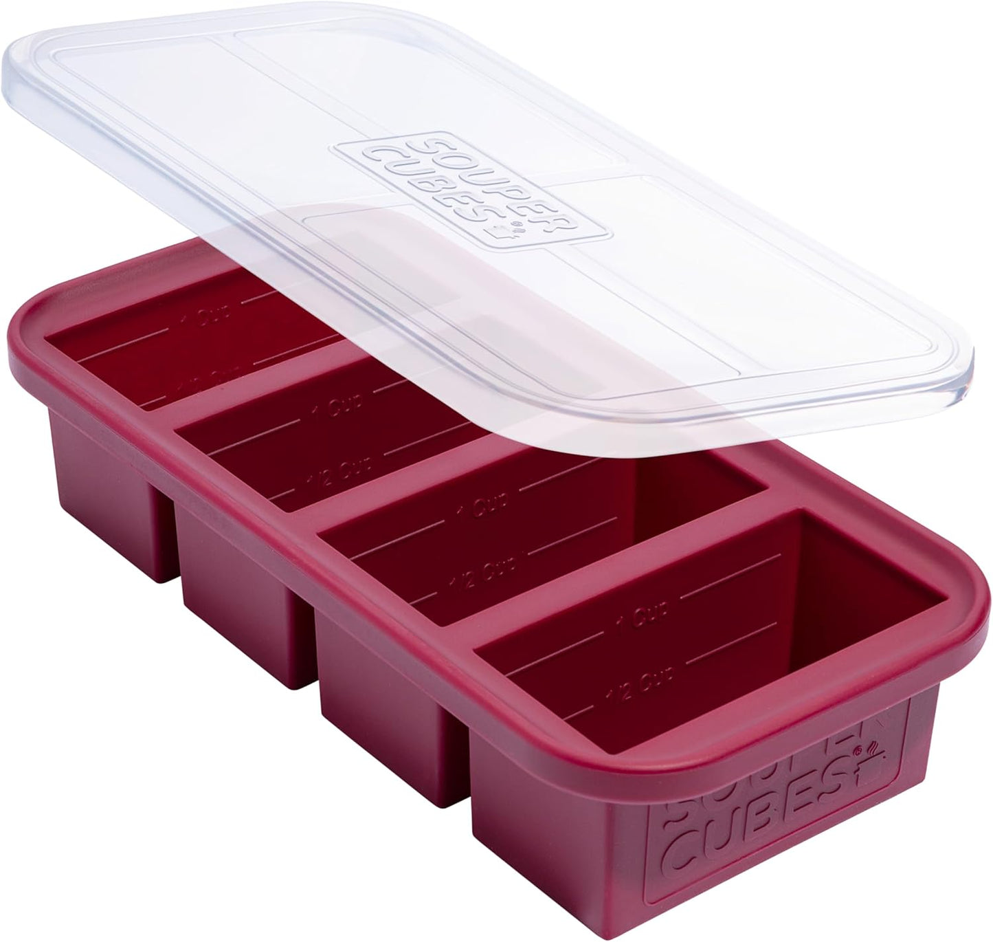 Extra-Large Silicone Freezing Tray with Lid - 1-Cup Portion Control for Soups, Broths, and Sauces, Set of 2