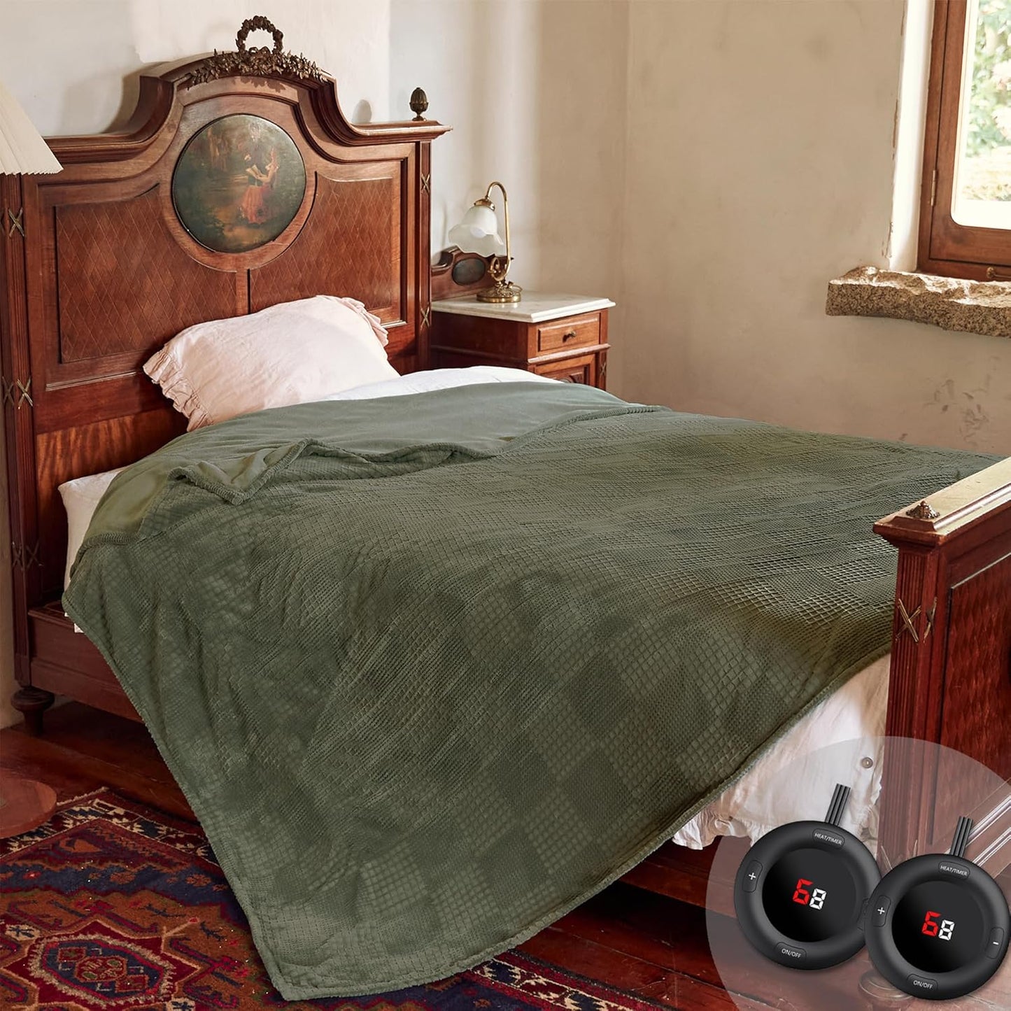 Electric Heated Blanket Throw 50''x60'' - 6 Heat Settings, 2-10 Hour Auto Shut-Off, ETL Certified, Machine Washable (Black)