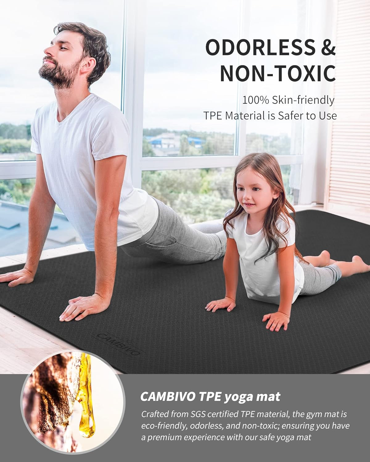 Extra-Large Eco-Friendly Non-Slip Yoga Mat (72" x 48") - Thick Exercise Mat for Yoga, Pilates, Stretching, and Cardio Workouts
