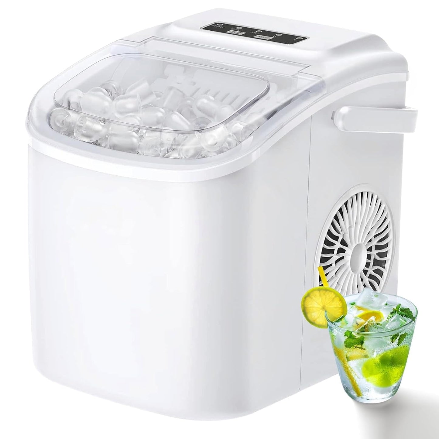 Compact Ice Maker with Carry Handle - 26.5 lbs/24H Self-Cleaning Countertop Ice Machine for Home Use, Ideal Gift for Christmas, Birthdays Gifts