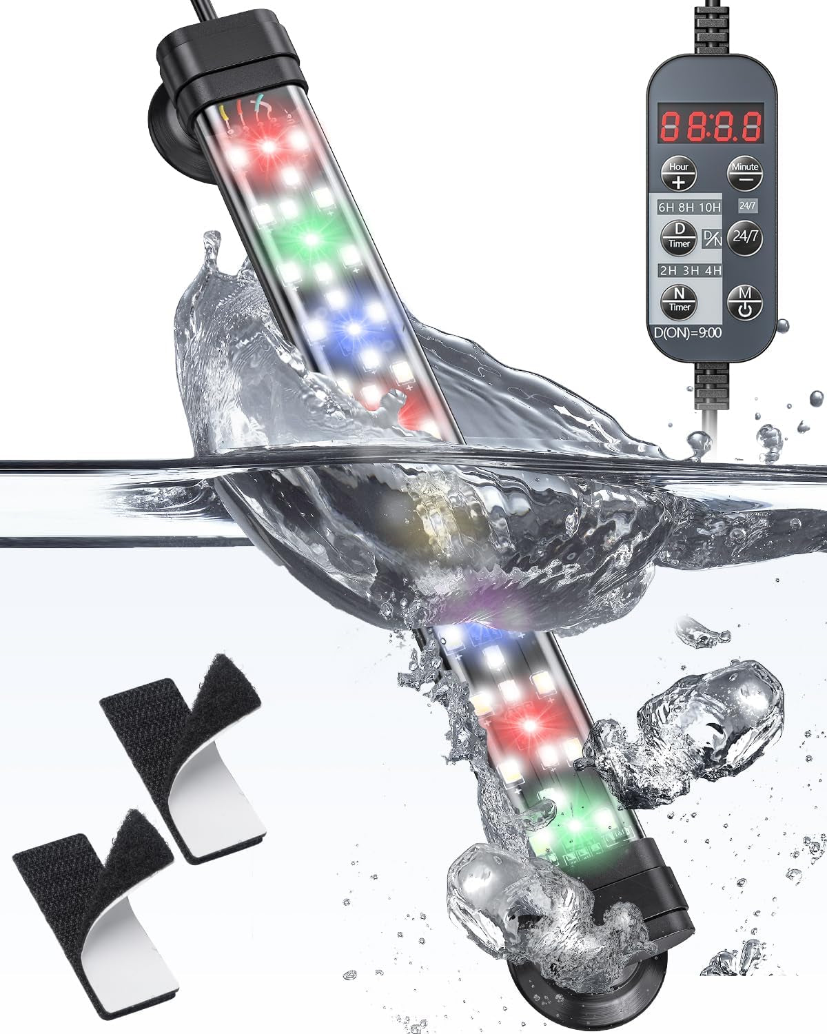 6.5W 12-Inch Aquarium LED Light with Full Spectrum, IPX8 Waterproof, Multi-Colored LEDs, Day/Night Mode, Single Color Effects, Timer, and Adjustable Brightness