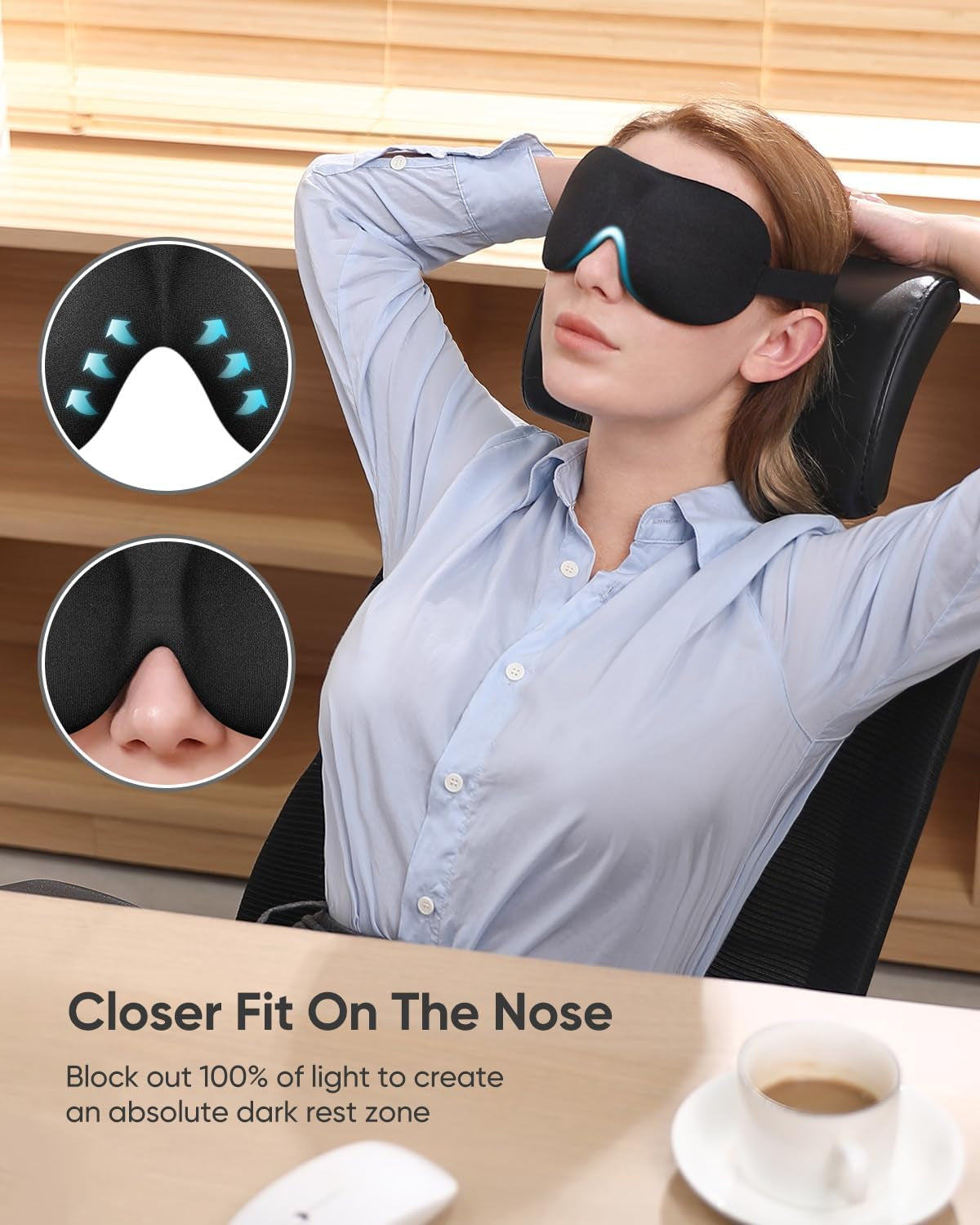 3D Blackout Sleep Masks for Side Sleepers, Pack of 3 - Ideal for Men and Women