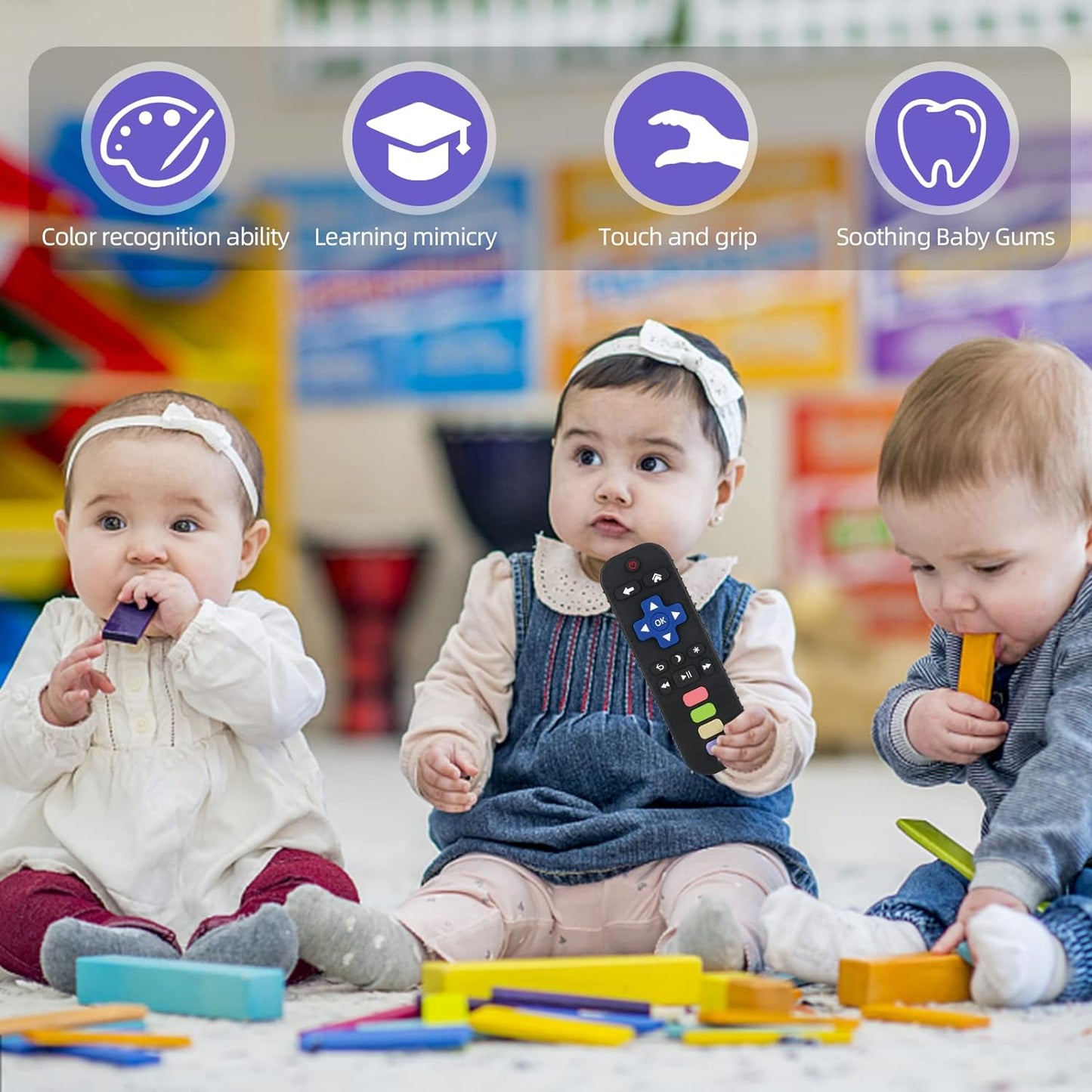 Infant Teether Toy - TV Remote Control Shape for Teething Relief - 3-24 Months