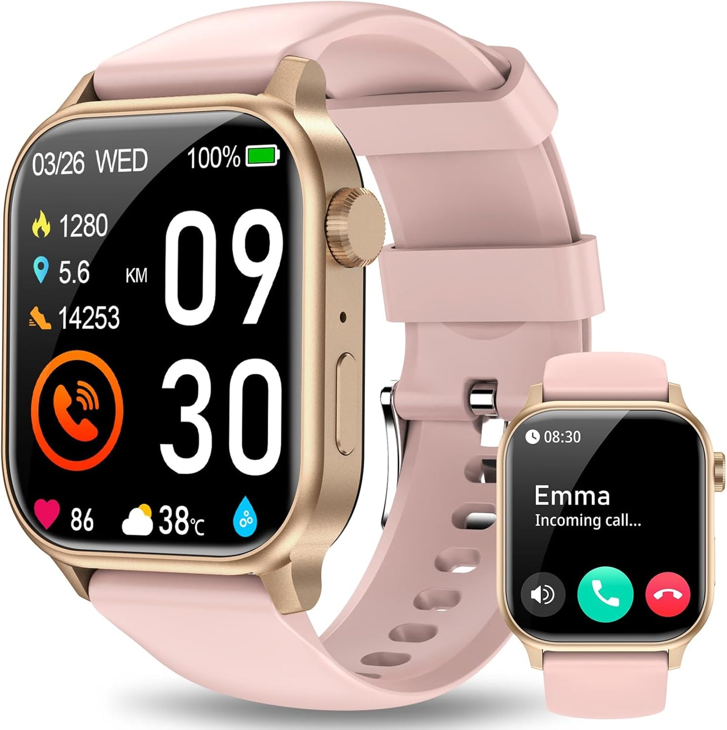 Premium Bluetooth Smart Watch for Men and Women - 1.85" HD Touch Screen Fitness Tracker with IP67 Waterproof Rating, Heart Rate and Sleep Monitoring, 100+ Sports Modes, Compatible with iOS and Android (Black)