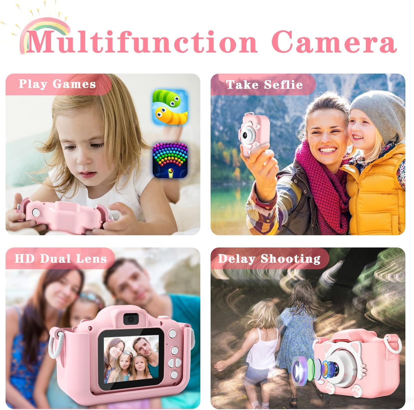 Children's Digital Camera with Video Functionality for Ages 3-12, Includes 32GB TF Card - Ideal Gift for Birthdays and Holidays