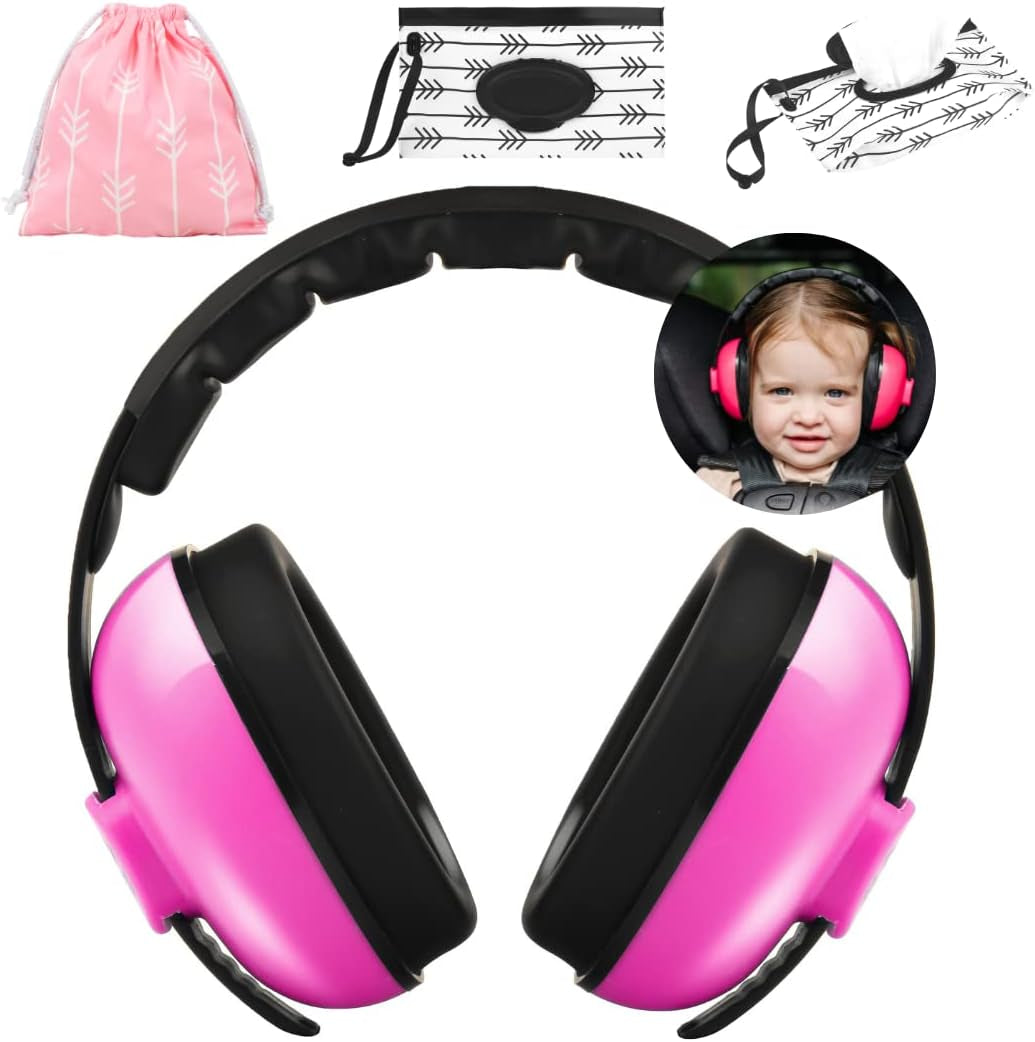 Baby Noise Canceling Headphones – Baby Wipes Dispenser, Travel Bag – Premium Soft Baby Ear Muffs – Comfortable Design