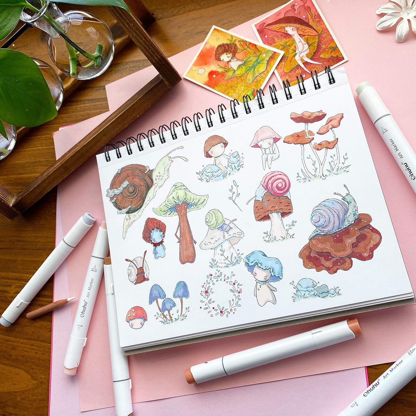 Alcohol Marker Paper Sketchbook - 8.9 x 8.3 Inch, 120 LB/200 GSM, 60 Sheets, Spiral Bound, Ideal for Alcohol Markers