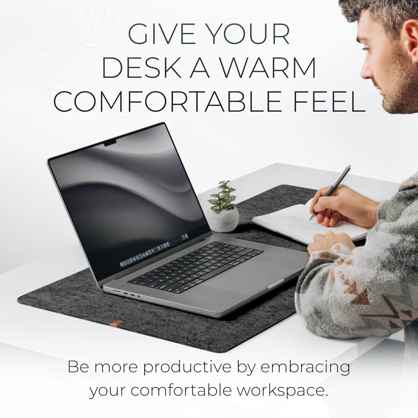Nordik Large Felt Desk Mat - Charcoal - 89 X 43 Cm - Full Desk Keyboard Mat - Computer Desk Mat for Keyboard and Mouse Pad - Desktop Mat - Large Desk Mat - Felt Desk Pad