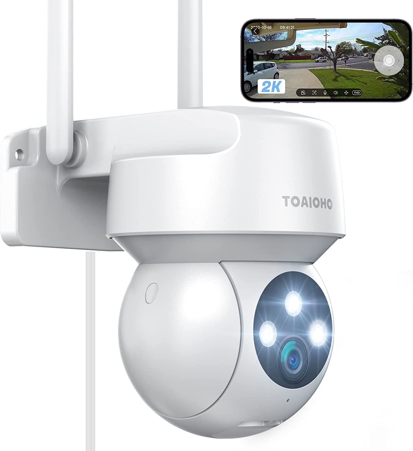 Outdoor Wired Security Camera - 2.4G WiFi PTZ IP Camera, Color Night Vision, Motion Tracking Surveillance