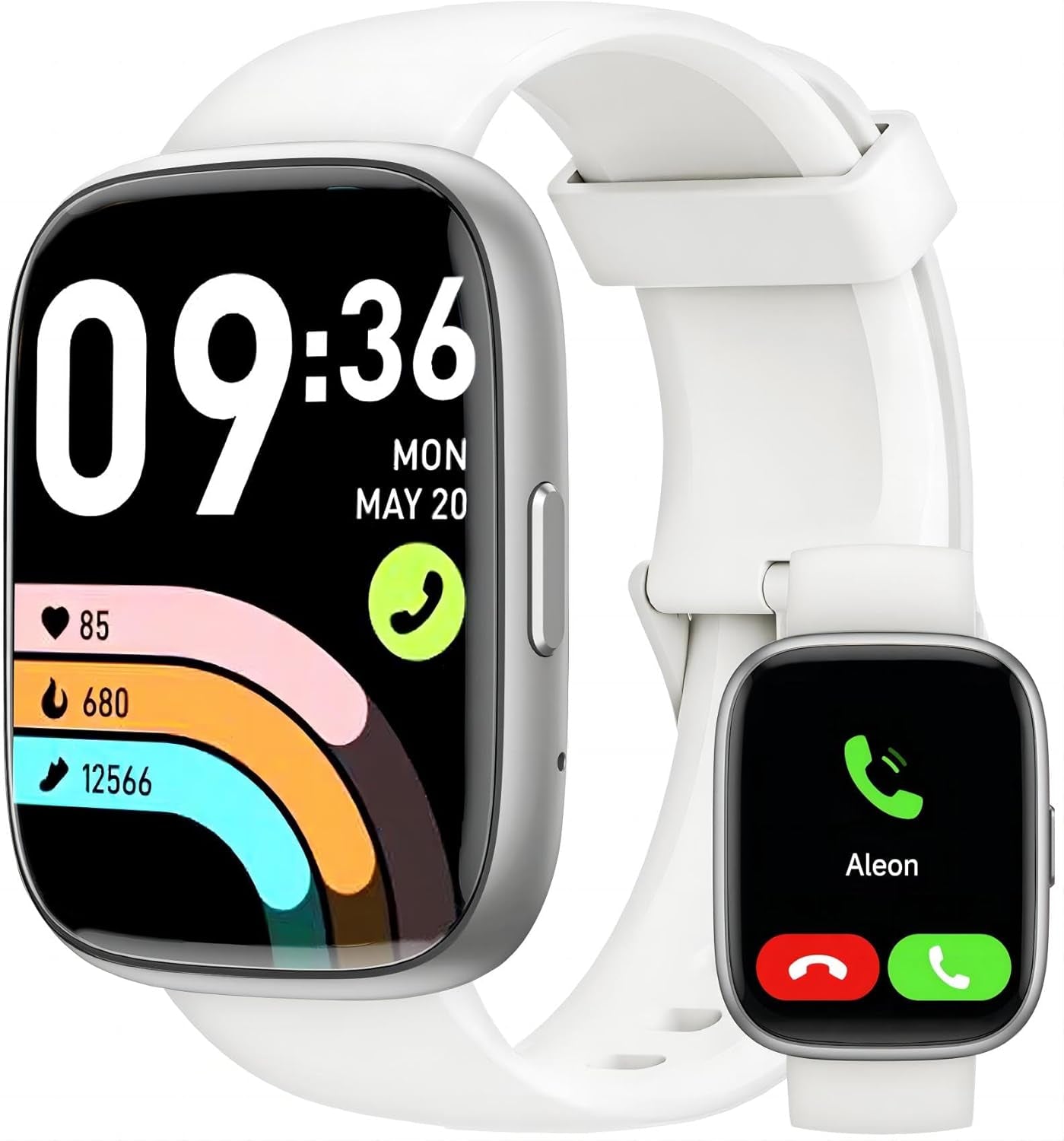 Smartwatch with Call Functionality, Built-in Alexa, 1.83" HD Touchscreen, Fitness Tracking, Heart Rate, SpO2, Sleep Monitoring, IP68 Waterproof, 100 Sports Modes