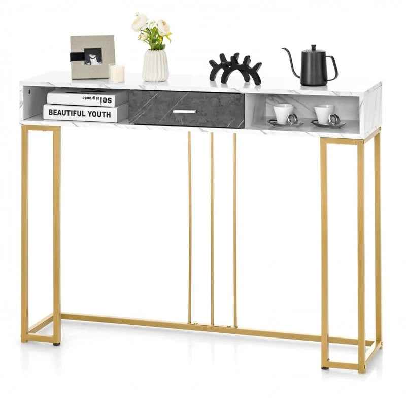 48-Inch Two-Tier Console Table with Drawer