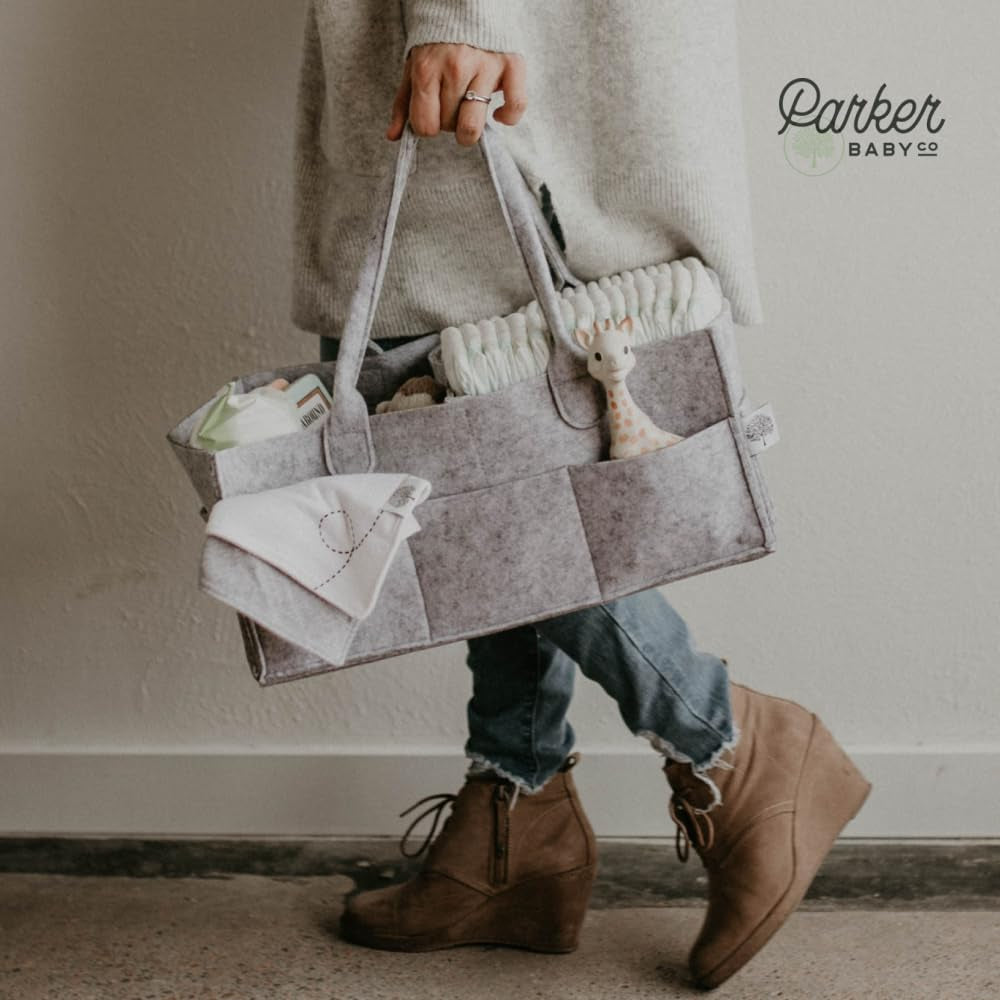 Baby Diaper Caddy - Nursery Storage Bin, Car Organizer for Diapers and Baby Wipes