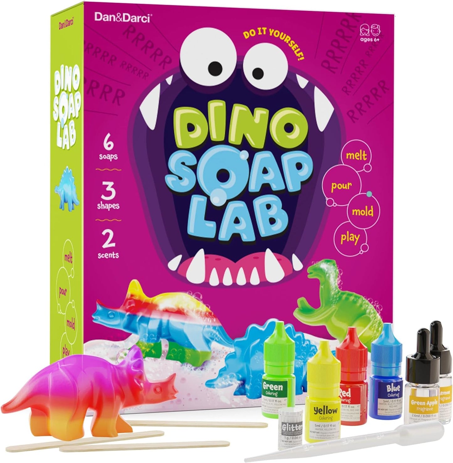 Dino Soap Making Kit for Kids - Dinosaur Science Kits for Kids All Ages - STEM DIY Activity Craft Kits - Crafts Gift for Girls and Boys