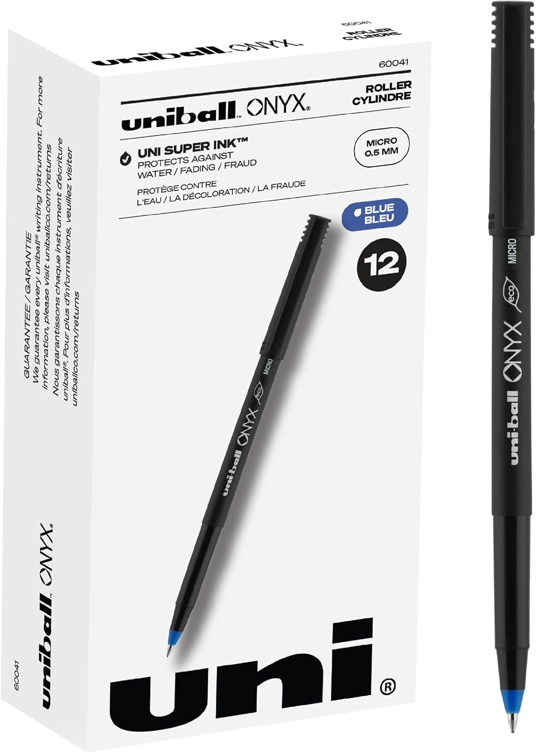 ONYX Rollerball, Stick Roller Ball Pen Micro-0.5Mm, 12 Pack, Blue Ink (60041)