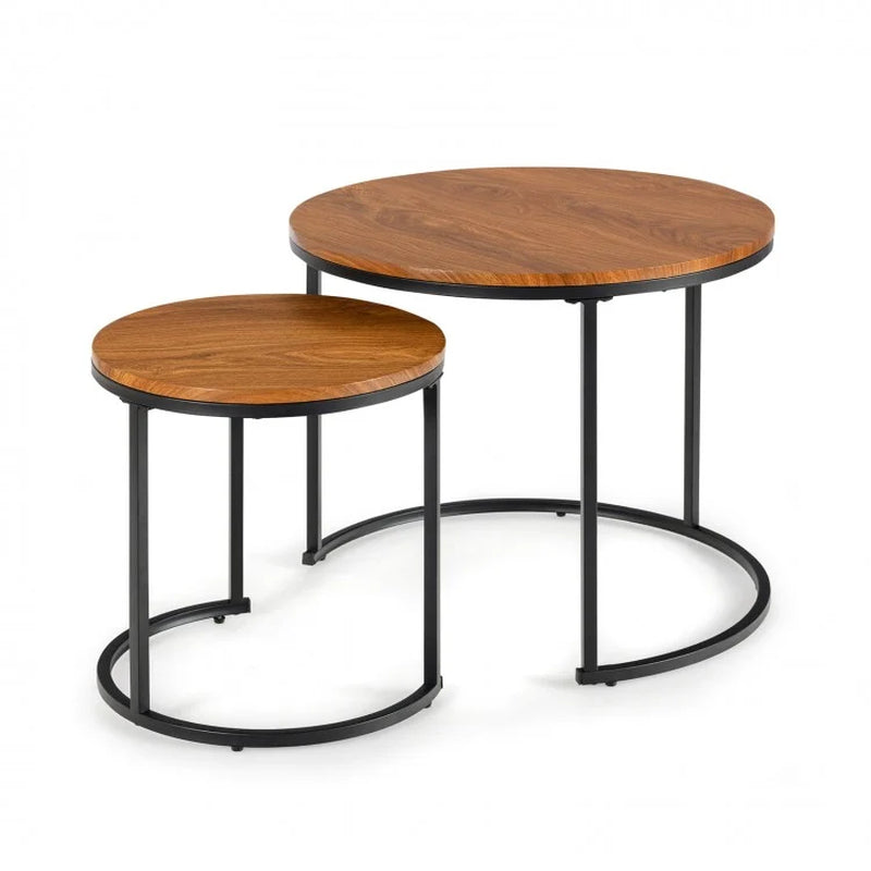 Set of 2 Contemporary Round Stacking Nesting Coffee Tables