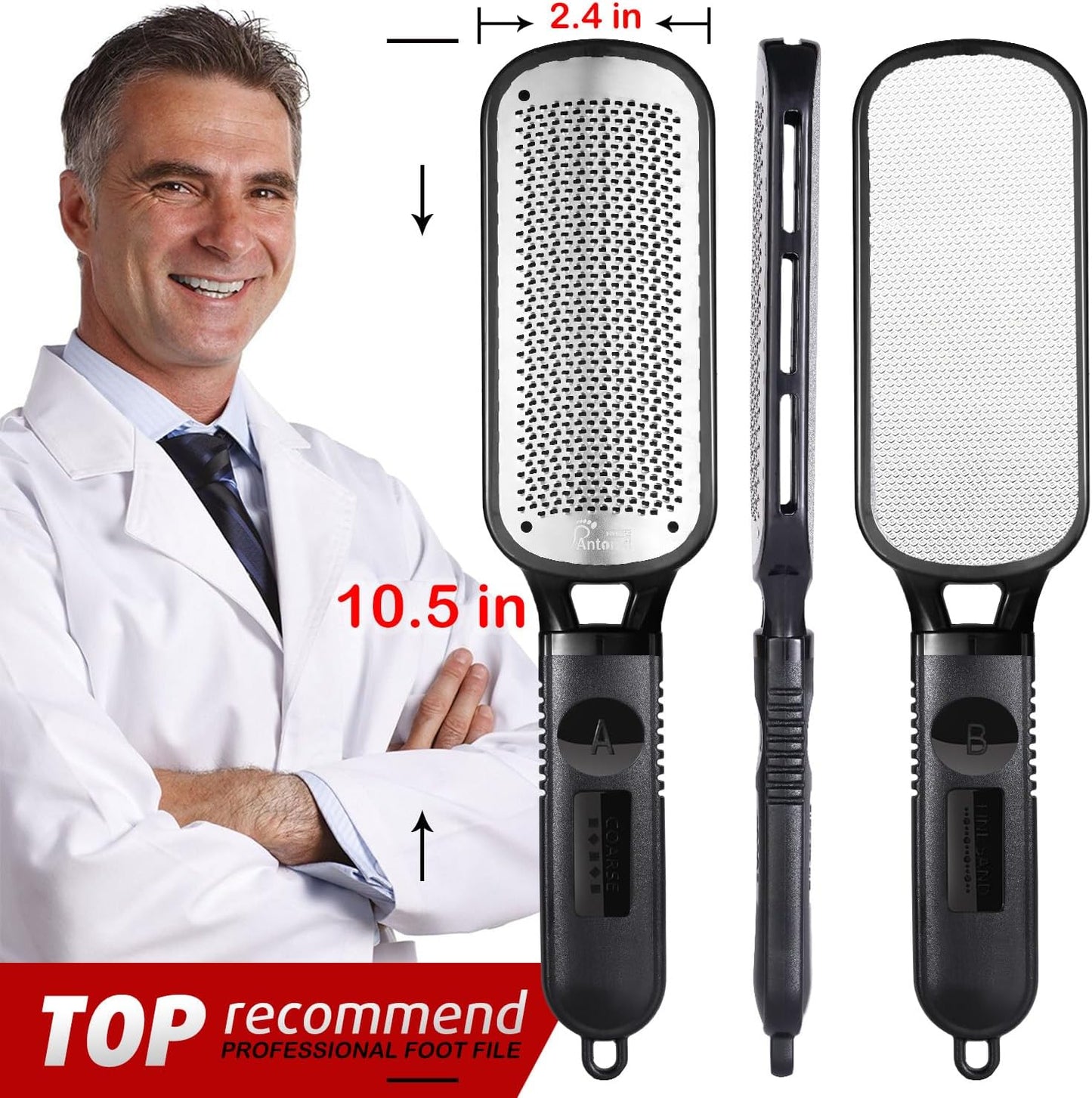 Foot File and Callus Remover - Stainless Steel Pedicure Tool for Dead Skin and Cracked Heels