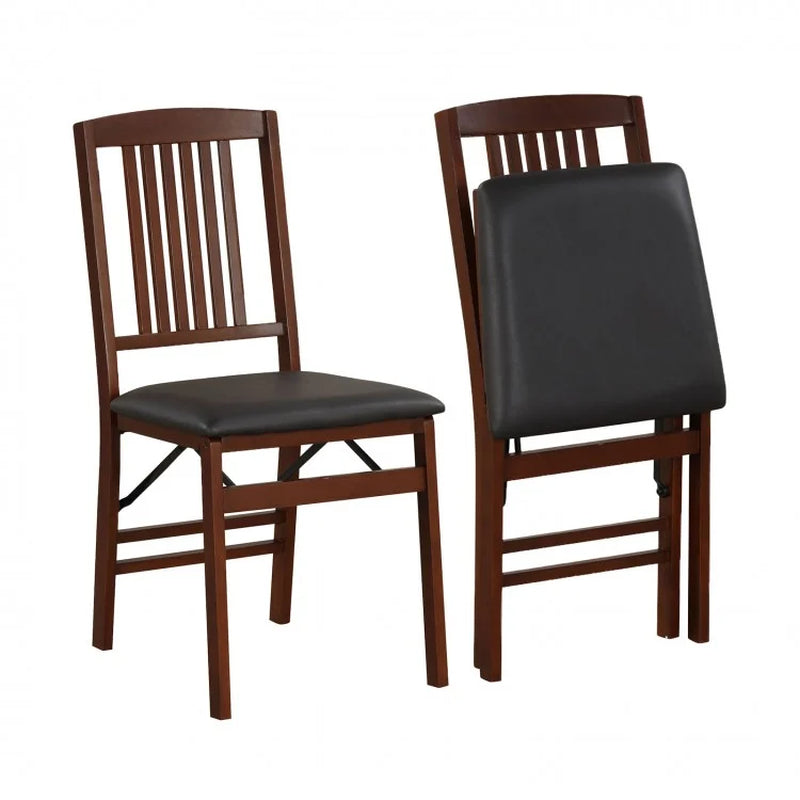 Set of 2 Upholstered Foldable Kitchen Chairs with Padded Seating