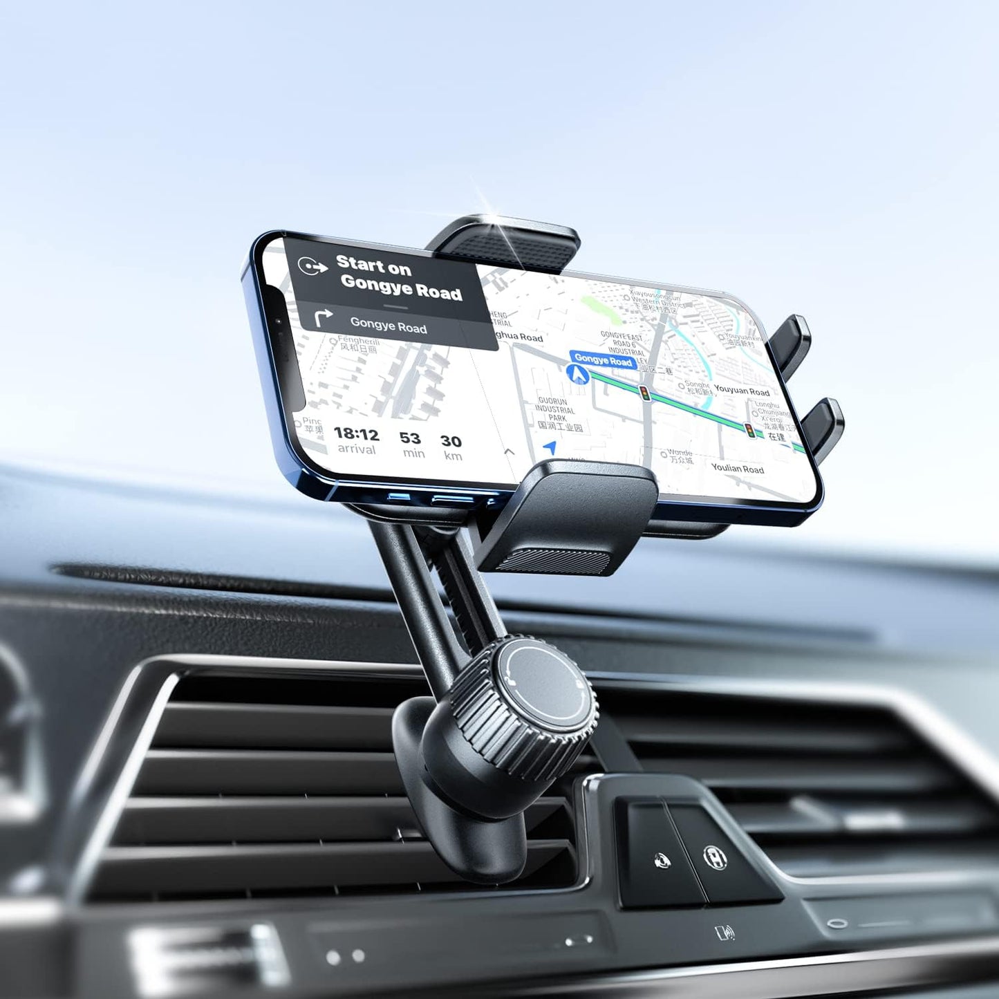 Universal Car Vent Phone Holder: Hands-Free Mount for iPhone & Samsung Smartphones - Compatible with Thick Cases