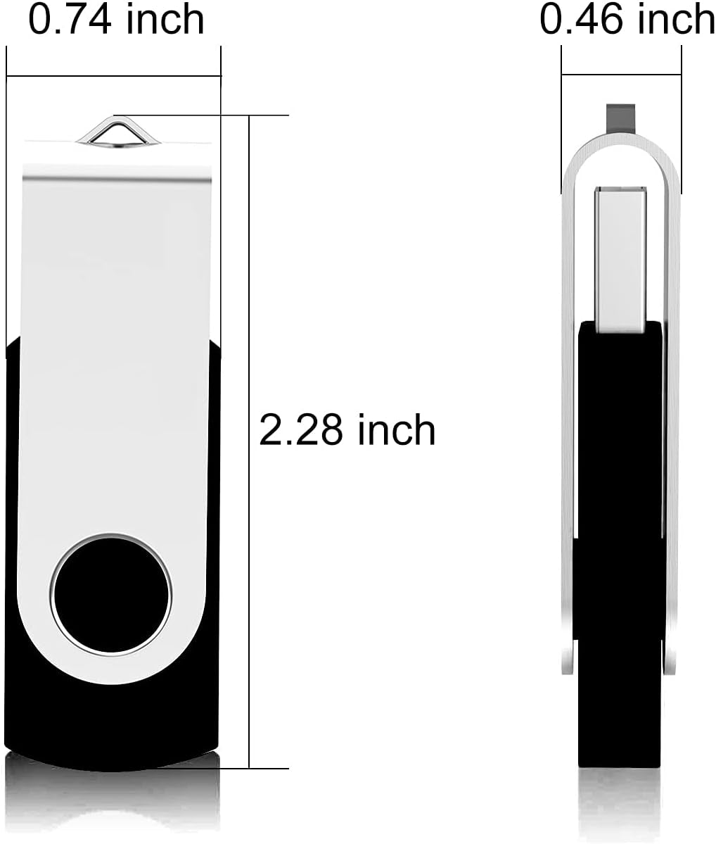 4GB USB Flash Drive 10-Pack, Bulk USB 2.0 Swivel Memory Sticks, Black