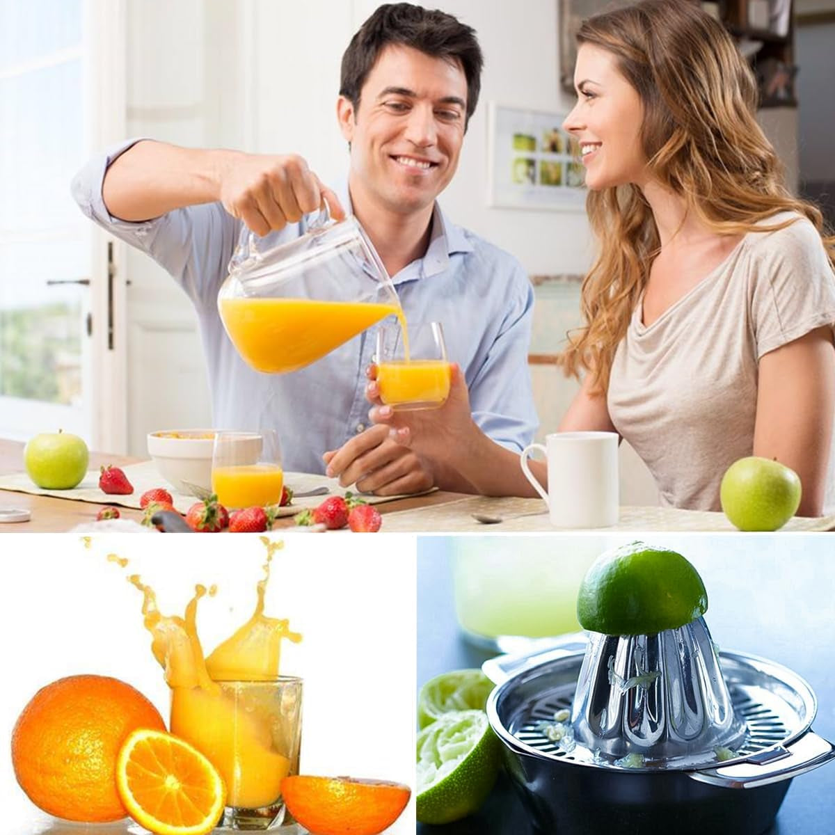 Manual Stainless Steel Citrus Juicer with Juice Strainer and 12 OZ Bowl, Dishwasher Safe, Heavy Duty, Anti-Rust Design
