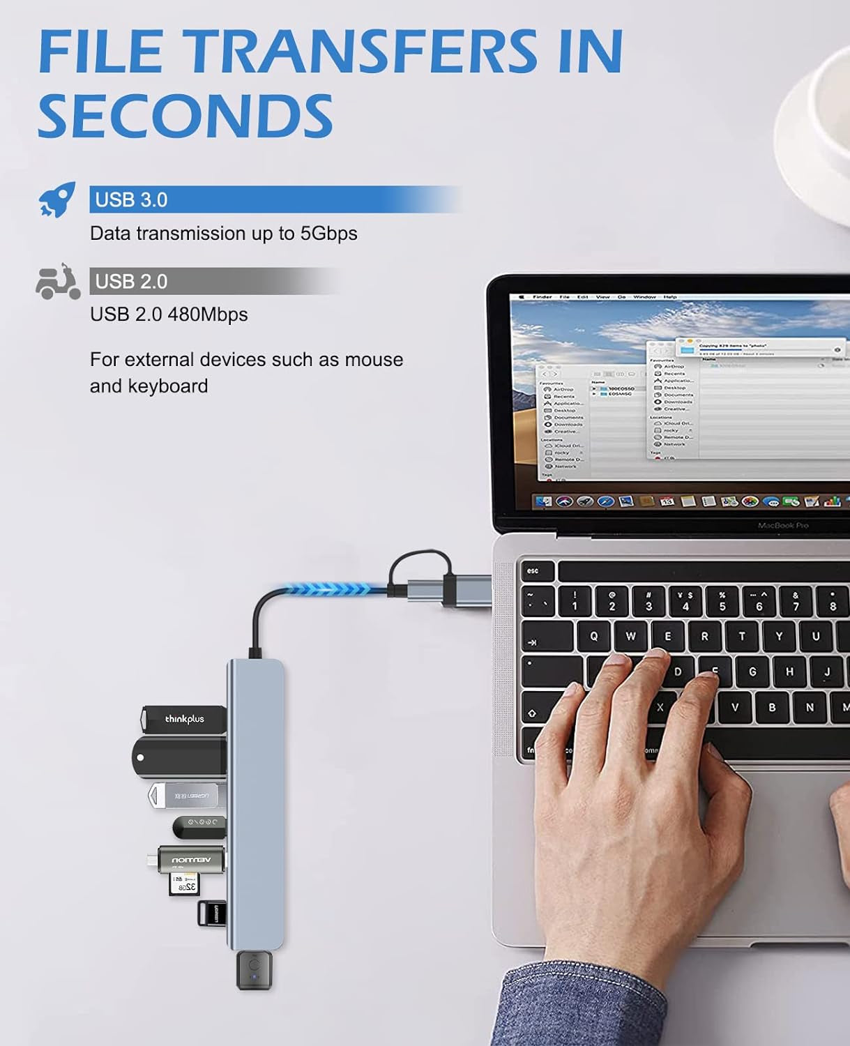 7-in-1 USB-C Hub Multiport Adapter with USB 3.0, USB 2.0, USB-C Charging, and Data Ports