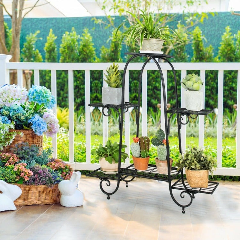 6-Tier Adjustable Plant Stand with Stabilizing Foot Pads