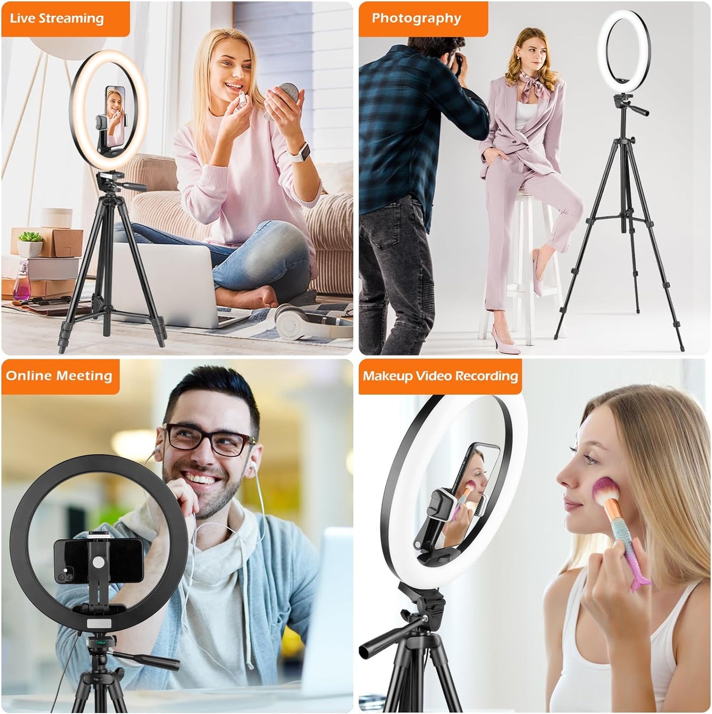 12-Inch LED Ring Light with Adjustable Tripod Stand and Phone Holder for Photography, Videography, YouTube, and TikTok
