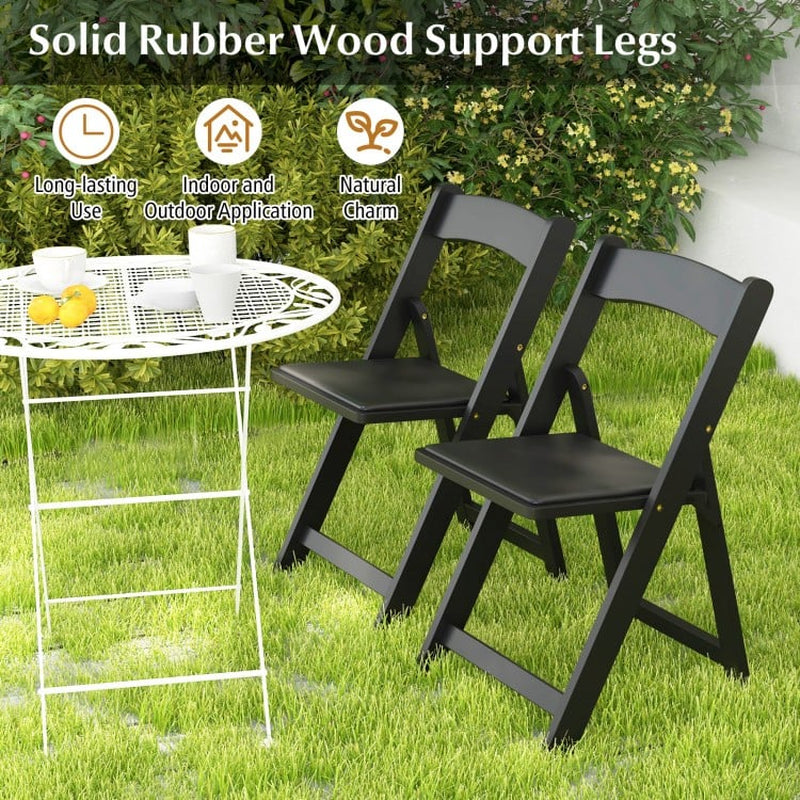 Set of 4 Foldable Dining Chairs with Rubberwood Legs and Cushioned Seats