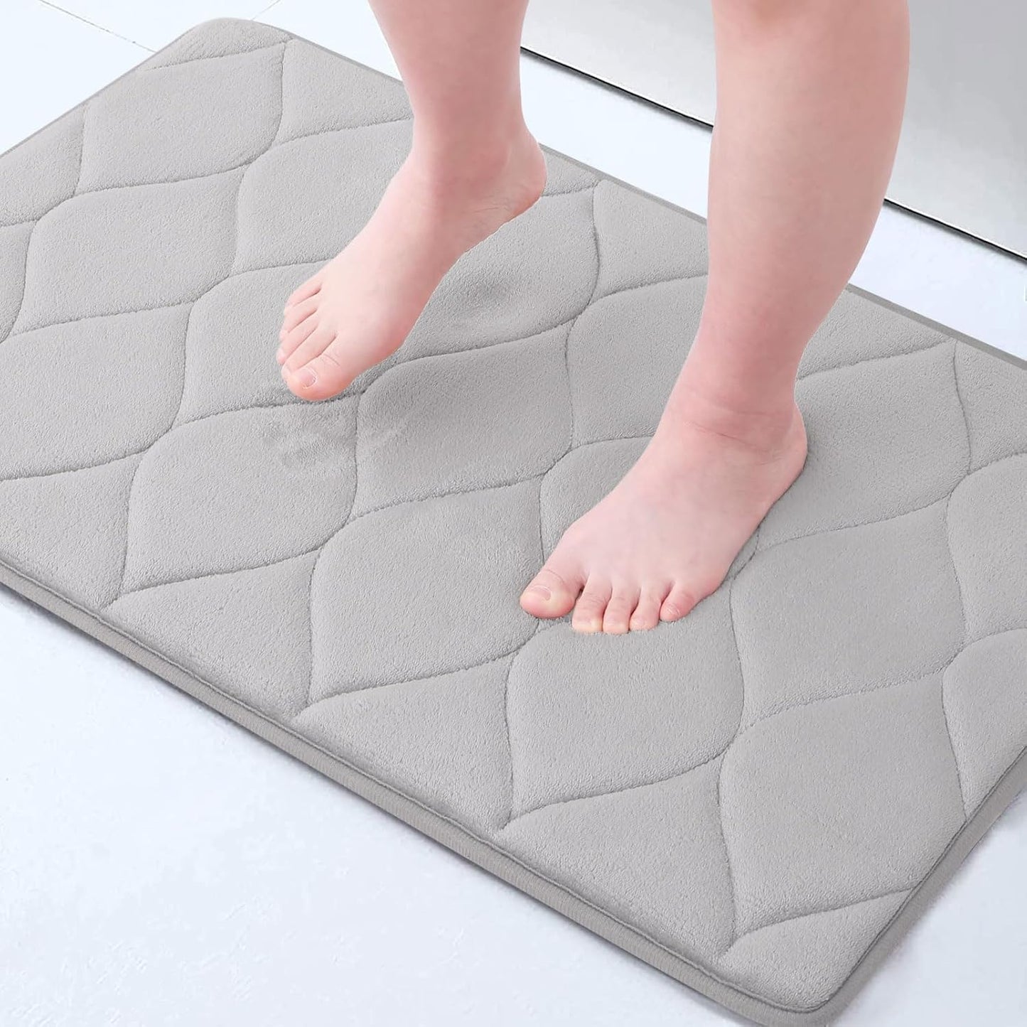 Memory Foam Bath Mats - Soft, Non-Slip, Water-Absorbent, Machine Washable Bathroom Rugs, 24" x 16", Dark Grey