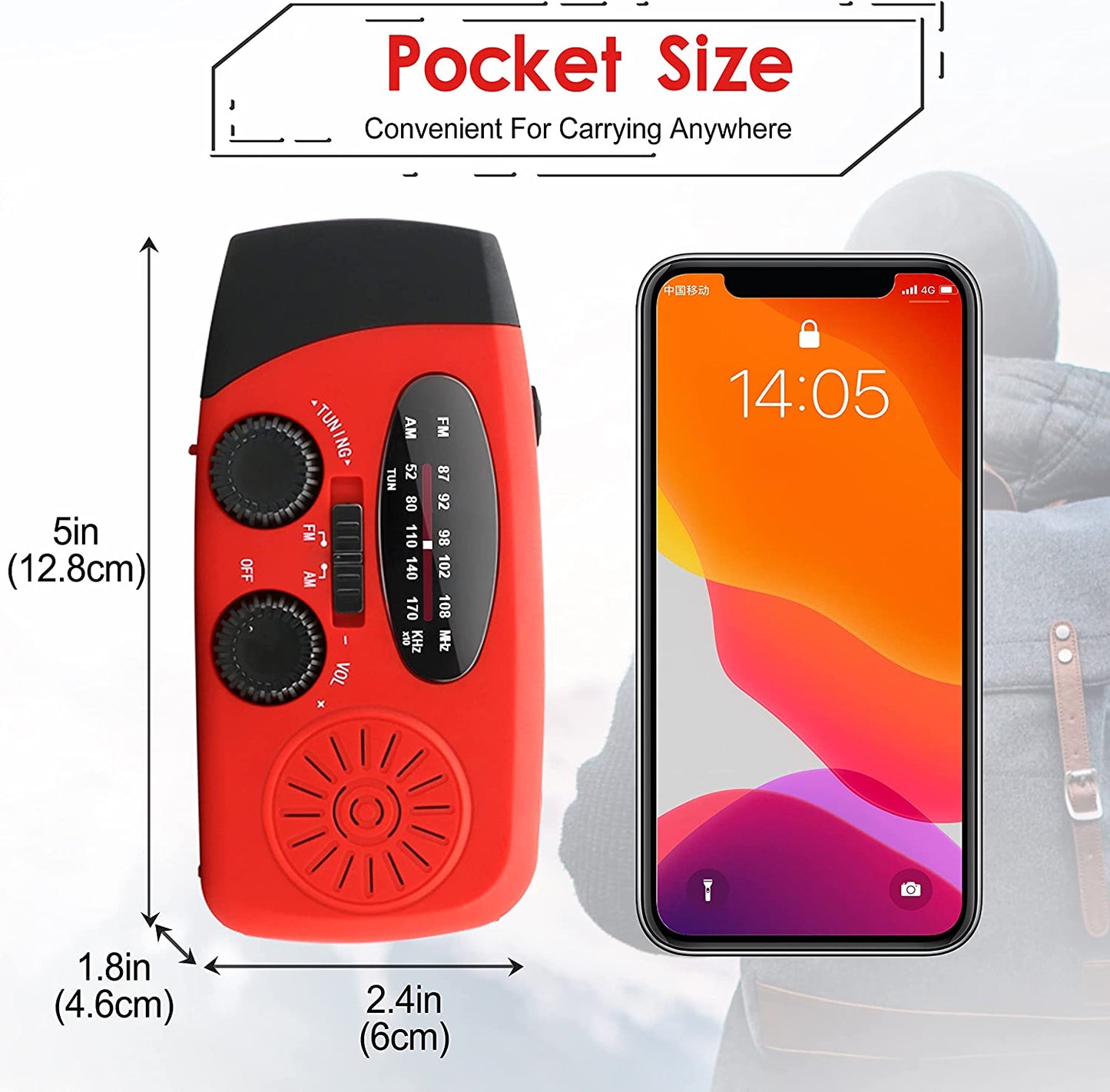 Upgraded Emergency Hand Crank Self-Powered AM/FM NOAA Solar Weather Radio - LED Flashlight and 2000mAh Power Bank for Smartphones