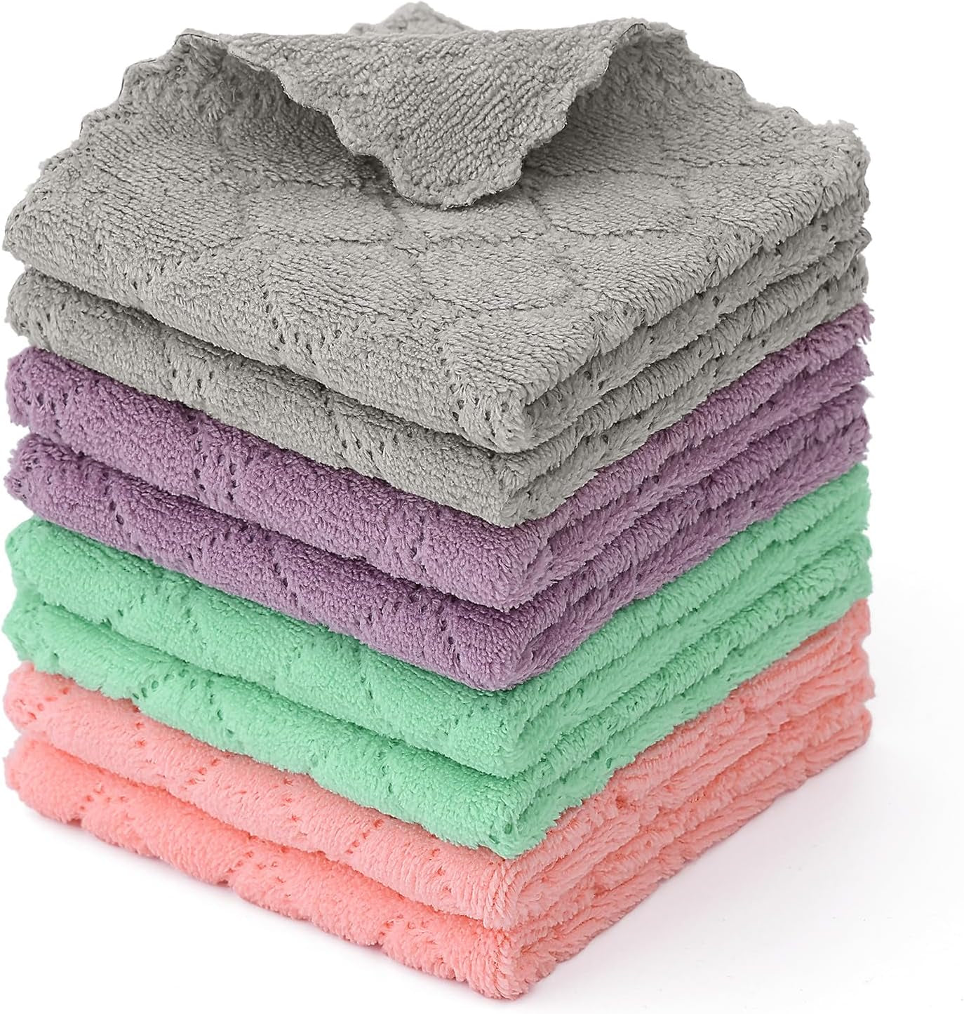 Microfiber Cleaning Cloths - 12 Pack, Ultra Soft & Absorbent Kitchen Towels, 10" x 10", Lint-Free Reusable Cloths