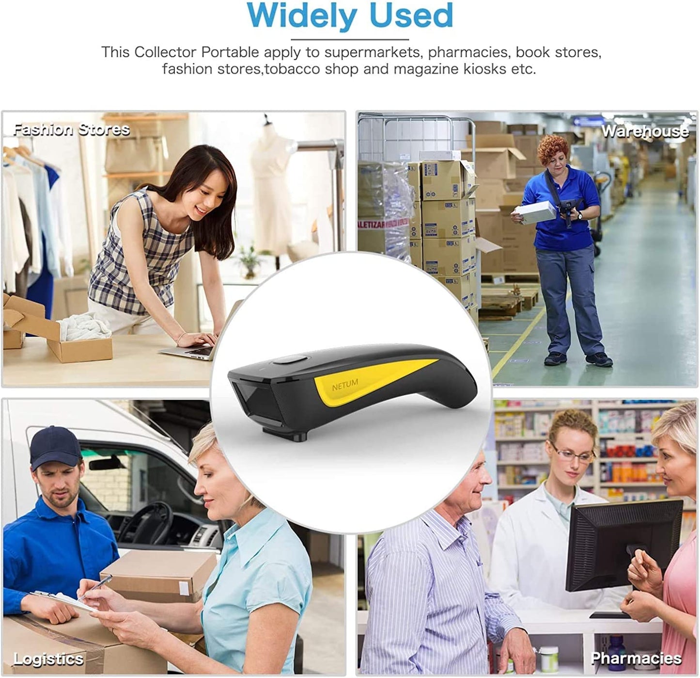 QR Code & Barcode Scanner - Compact Bluetooth-Compatible USB 1D/2D Image Reader for Inventory Management - C750