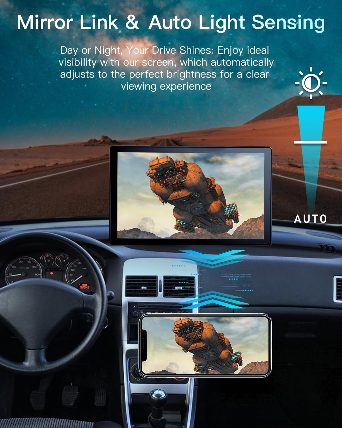 9-Inch Wireless CarPlay Touchscreen Stereo - 4K Dash Cam, Backup Camera, Navigation, Bluetooth -Apple CarPlay, Android Auto