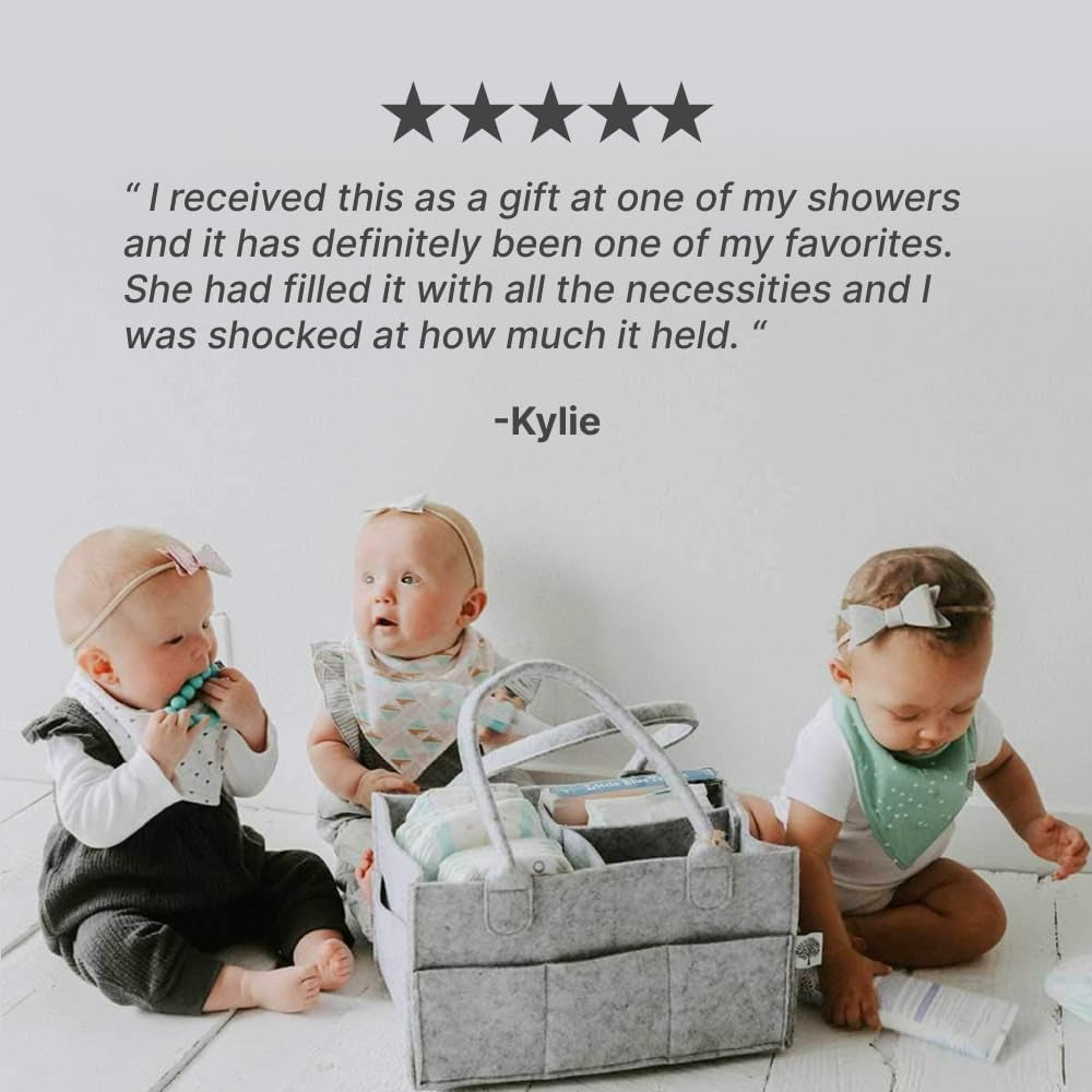 Baby Diaper Caddy - Nursery Storage Bin, Car Organizer for Diapers and Baby Wipes