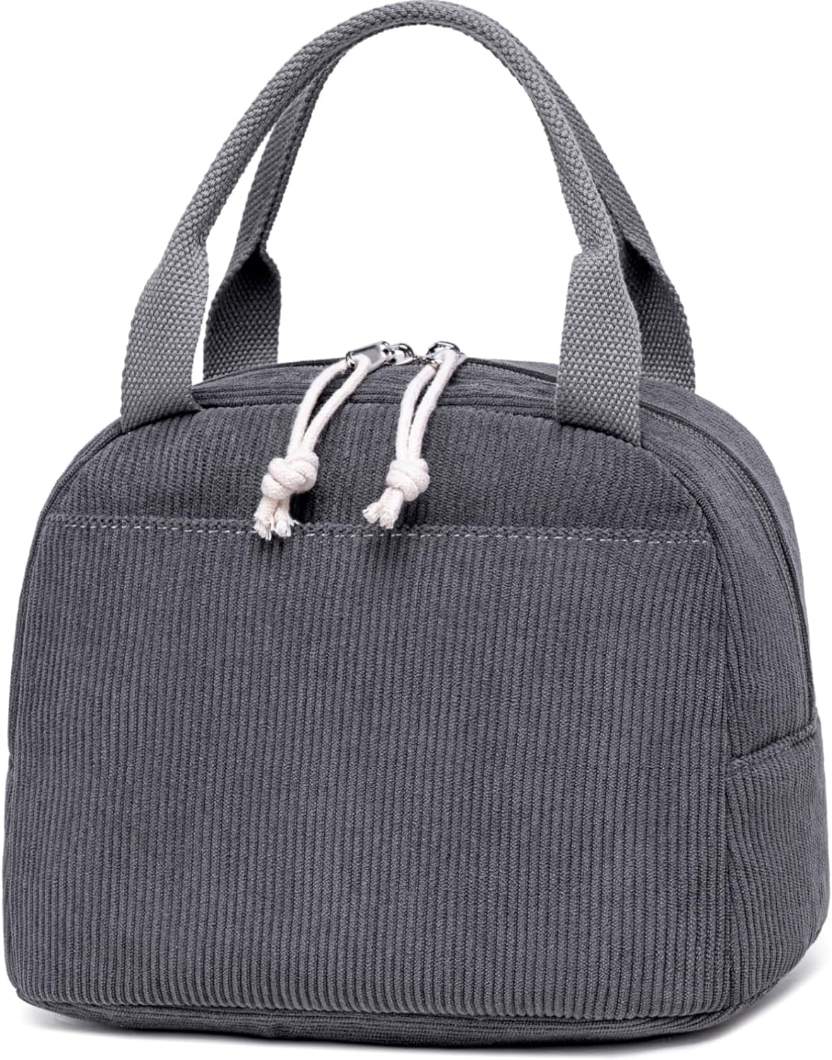 Corduroy Insulated Lunch Tote Bag for Men and Women - Reusable Large Capacity Cooler for Work, Picnics, and Travel (Strawberry Design)