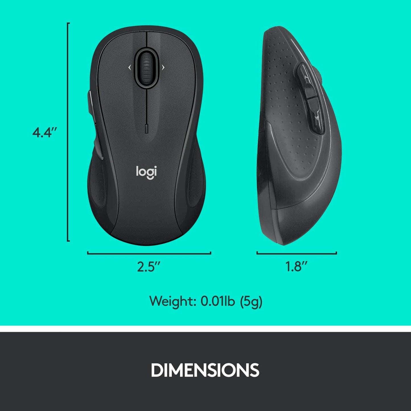 Wireless Computer Mouse with USB Unifying Receiver - Graphite Finish