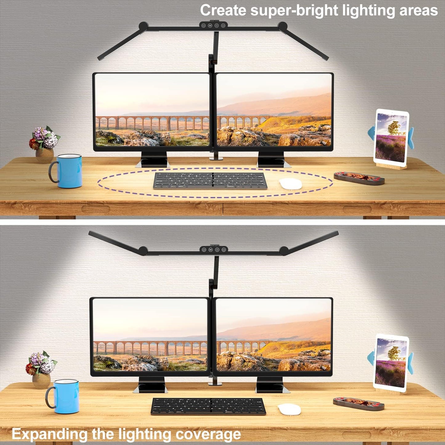 LED Desk Lamp with Clamp - Architect-Style Lighting for Home Office, 24W Ultra Bright with Auto Dimming and Stepless Brightness Control