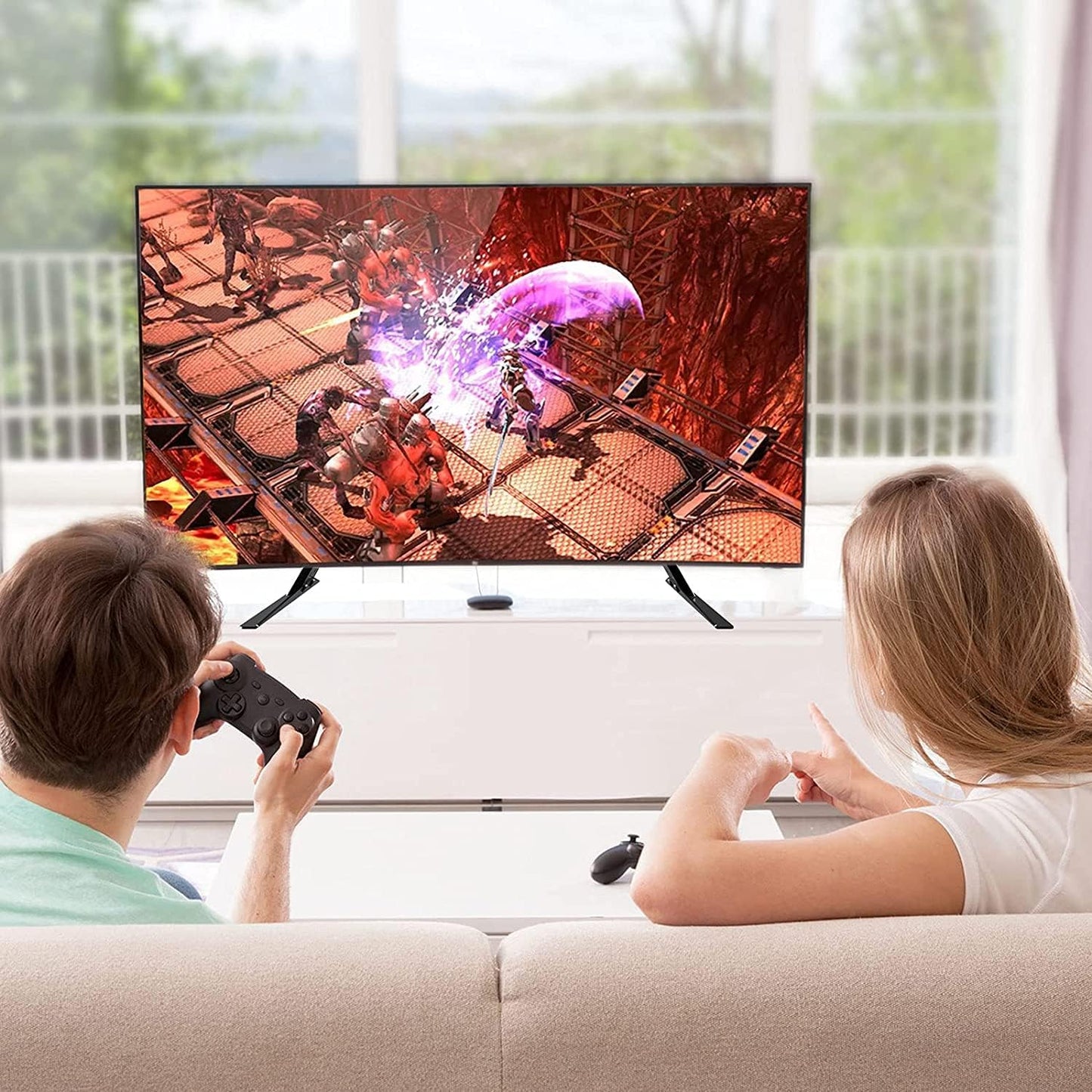 Universal Table Desk Pedestal TV Stand Tabletop Screen Monitor Riser for Most 23 to 42 Inch Flat Screen TV VESA up to 200 X 400Mm Capacity 40Kgs