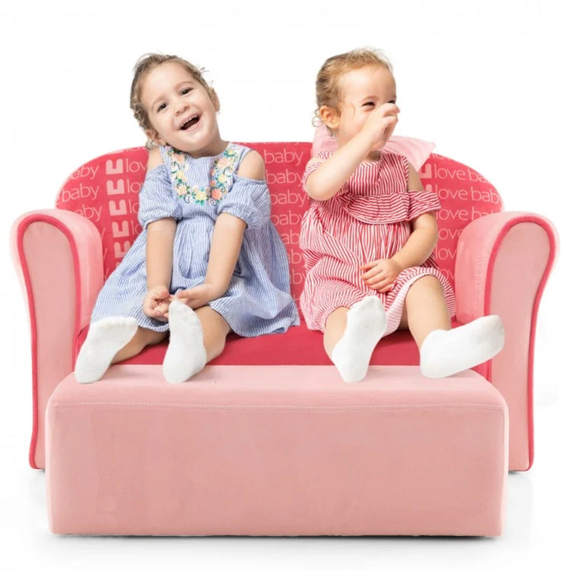 Premium Ultra Soft Velvet Toddler Sofa Chair with Matching Ottoman