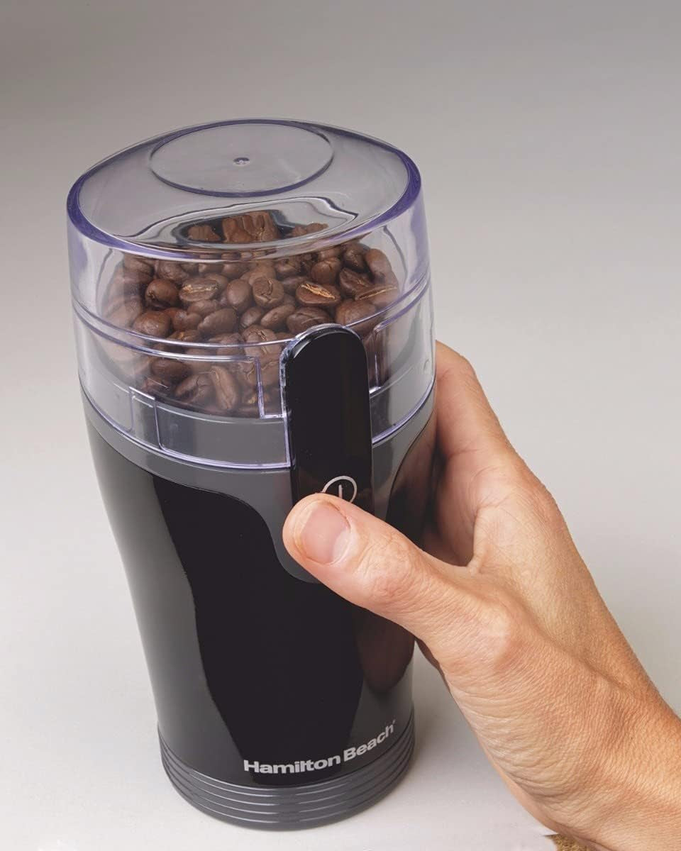 Electric Coffee Grinder with Stainless Steel Blades, Removable Chamber, Ideal for Beans and Spices, Brews up to 12 Cups, Black Finish