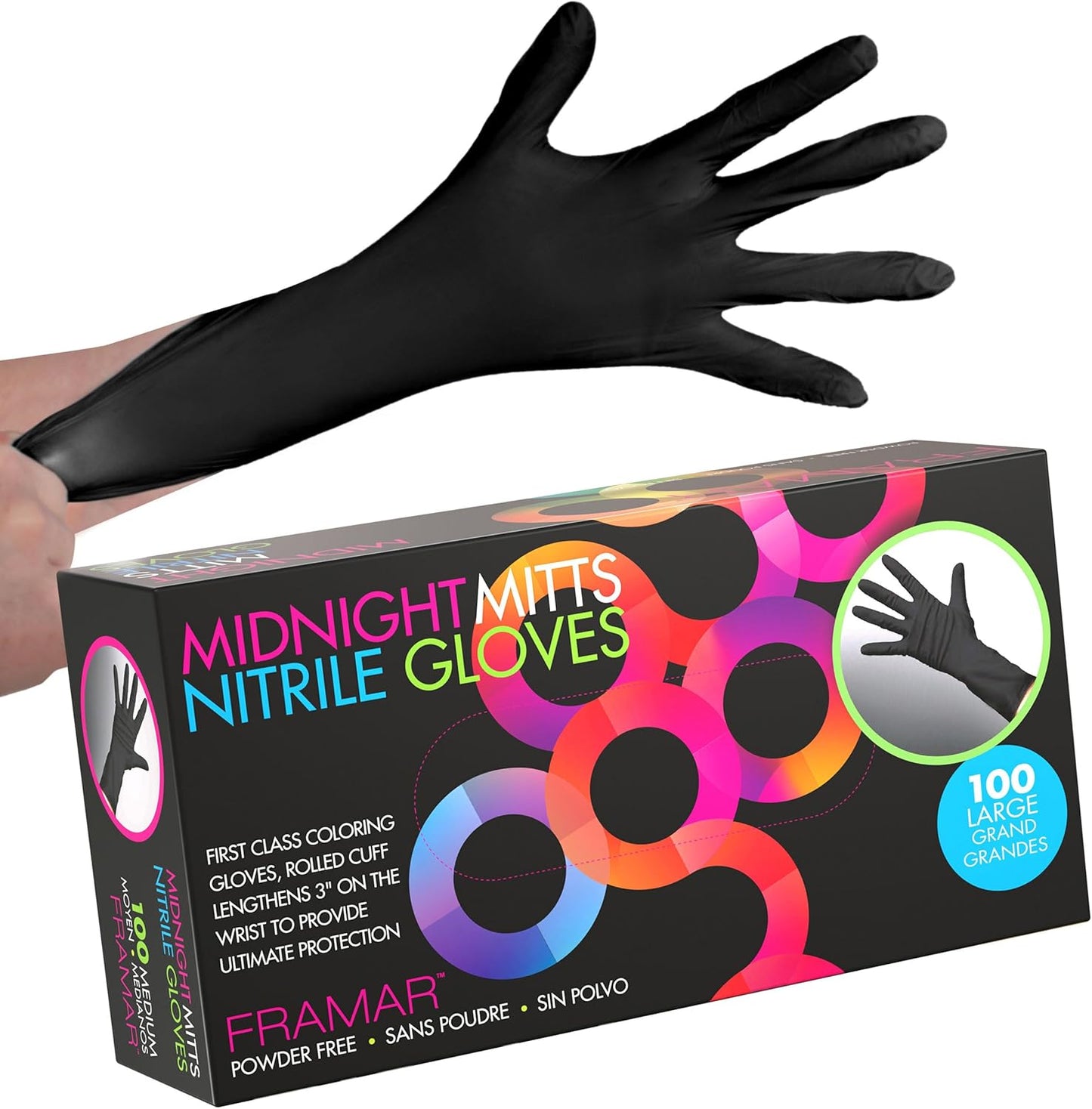 Black Disposable Nitrile Gloves - Latex-Free, Large Size, Ideal for Cleaning and Mechanic Use